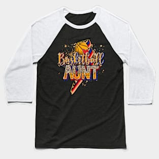 Basketball Aunt Leopard Heart Aunt Funny Mothers Day Baseball T-Shirt